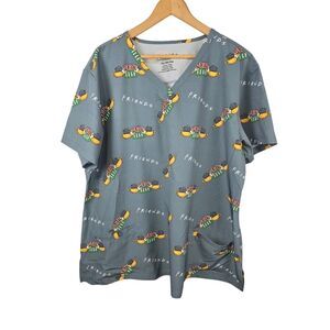 FRIENDS Scrub Top Shirt Size 3XL Plus TV SHOW Central Perk Sitcom Pockets